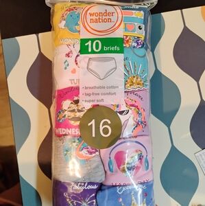 New Girls 10 Pack Girls Size 16 Brief Underwear